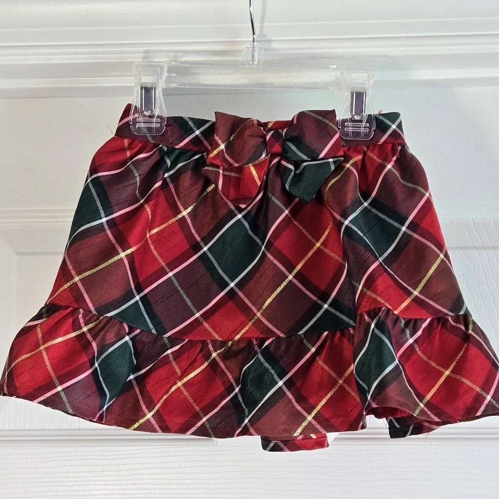 Gymboree Plaid Ruffle Skirt‎ Holiday Traditions Girl's Size 3 Adjustable Waist